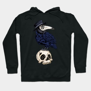 Shadowed Sentinel: The Plague Doctor's Raven Companion Hoodie